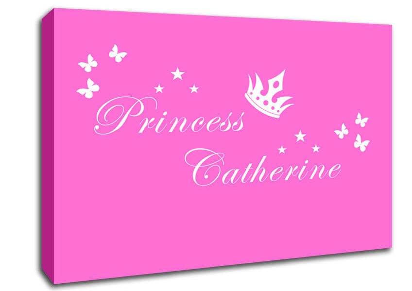 Your Own Name Princess 2 Vivid Pink Canvas Wall Art