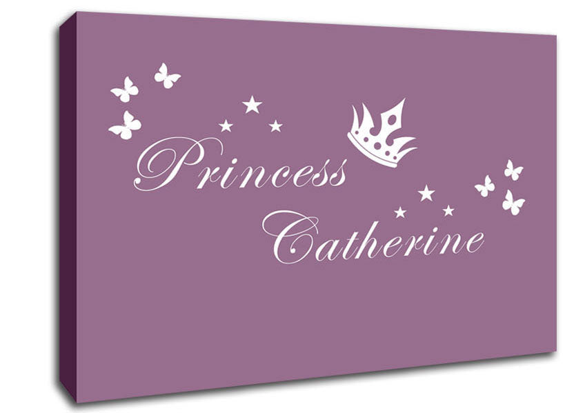 Girls Room Quote Your Own Name Princess 2 Dusty Pink Canvas Wall Art
