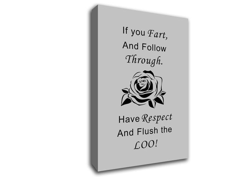 Bathroom Quote If You Fart Grey Canvas Wall Art