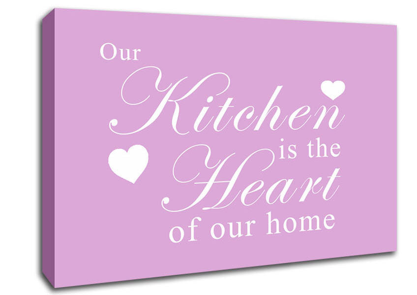 Kitchen Quote Our Kitchen Is The Heart Pink Canvas Wall Art