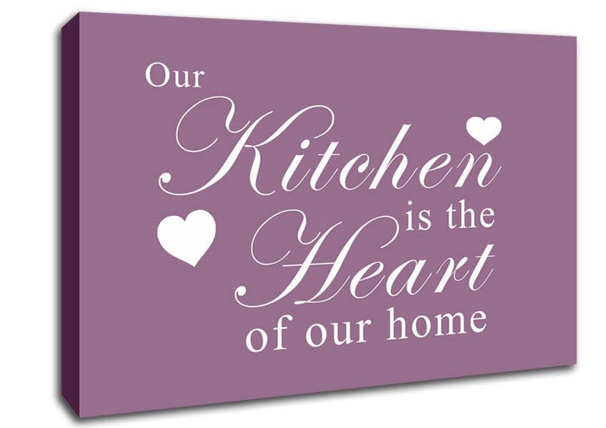 Kitchen Quote Our Kitchen Is The Heart Dusty Pink Canvas Wall Art