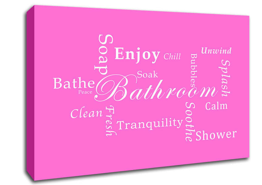 Bathroom Quote Bathroom Tranquility Vivid Pink Canvas Wall Art