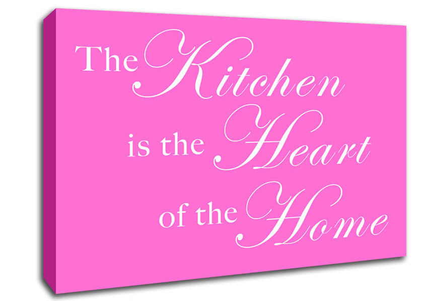 Kitchen Quote The Kitchen Is The Heart Of The Home Vivid Pink Canvas Wall Art