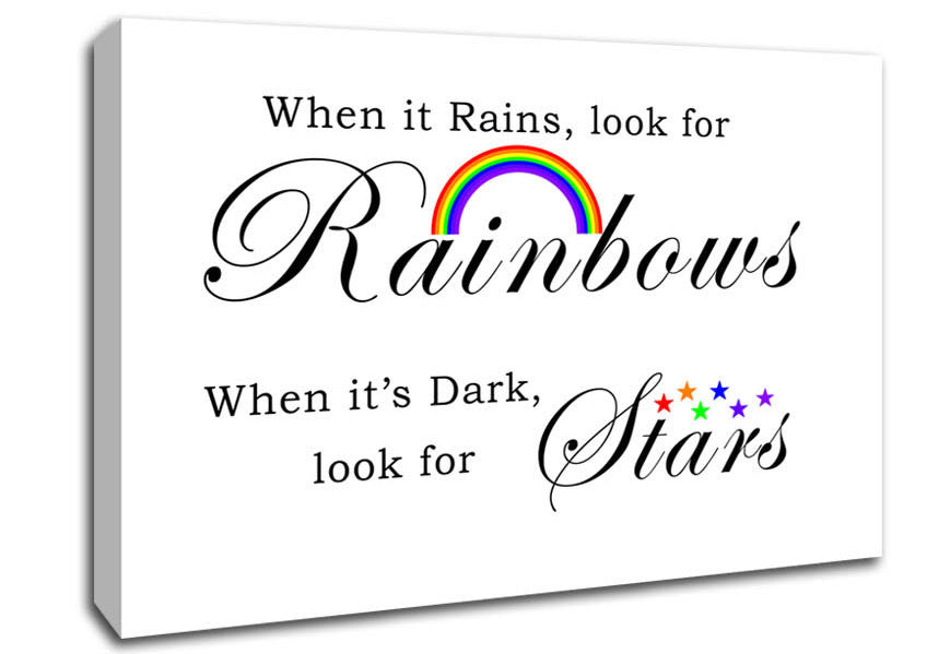 When It Rains Look For Rainbows 2 White Canvas Wall Art