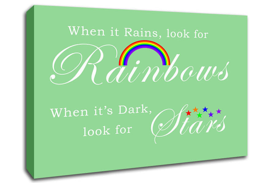When It Rains Look For Rainbows 2 Green Canvas Wall Art