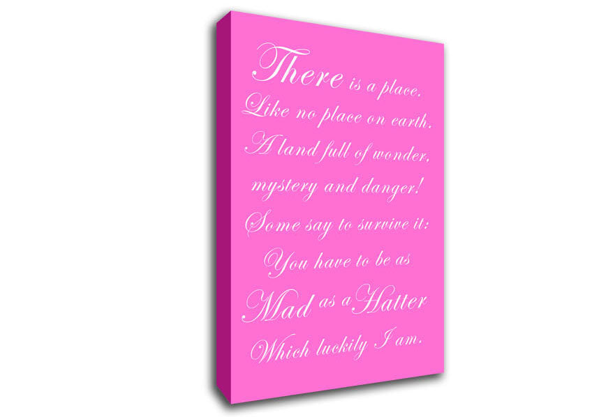 Alice In Wonderland As Mad As A Hatter Vivid Pink Canvas Wall Art