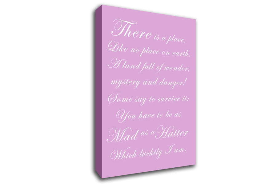Alice In Wonderland As Mad As A Hatter Pink Canvas Wall Art