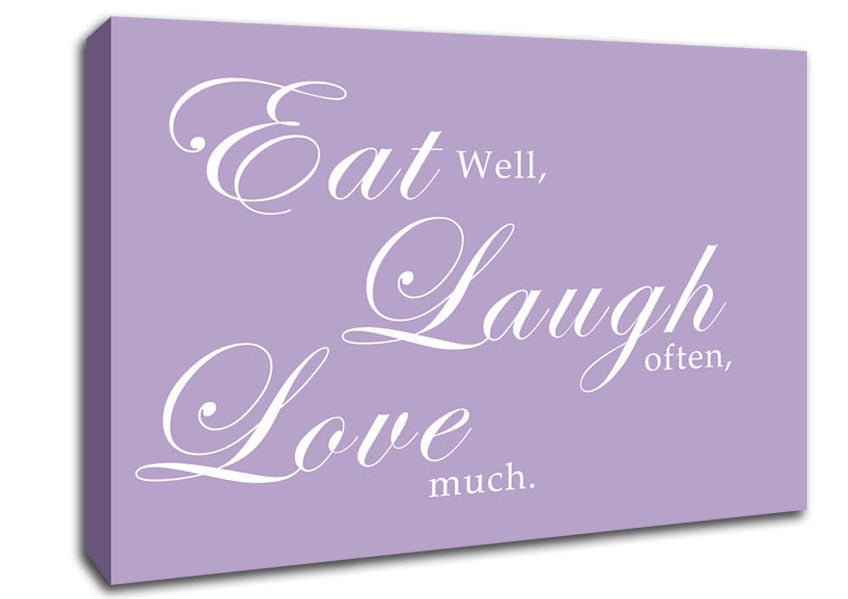 Kitchen Quote Eat Laugh Love Lilac Canvas Wall Art
