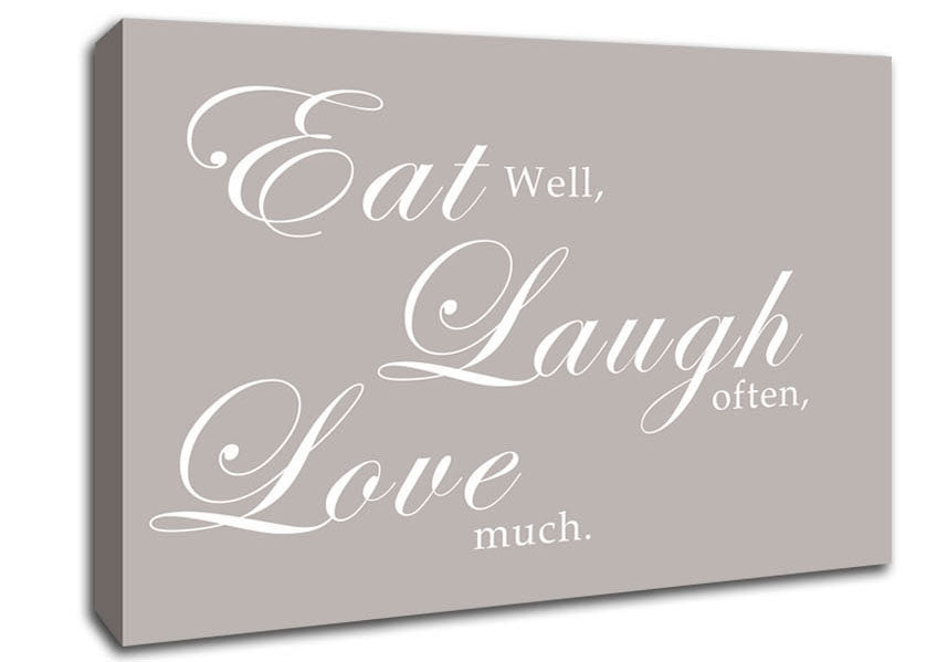 Kitchen Quote Eat Laugh Love Beige Canvas Wall Art