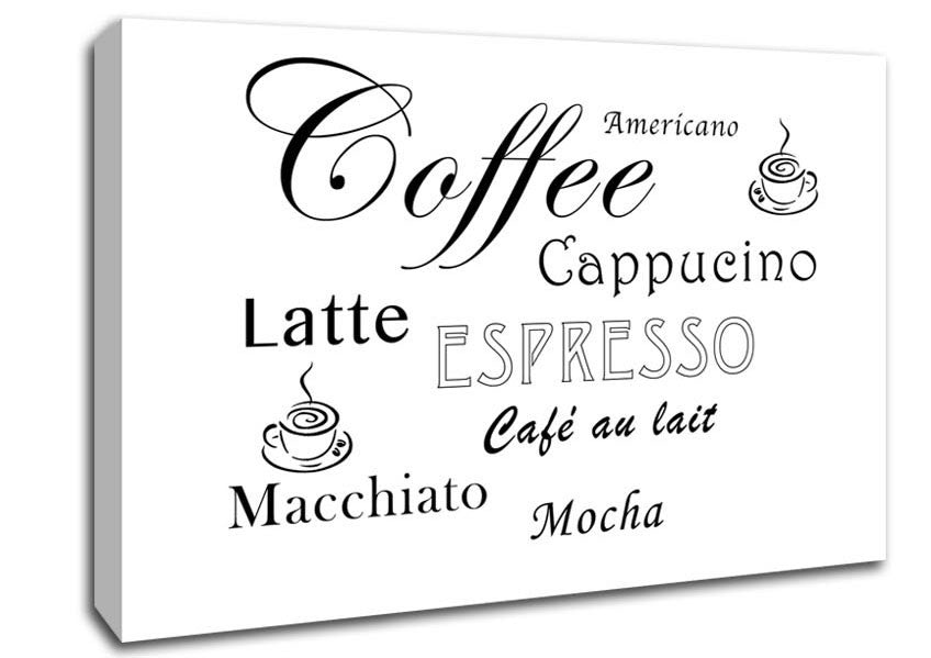 Kitchen Quote Coffee Delight White Canvas Wall Art