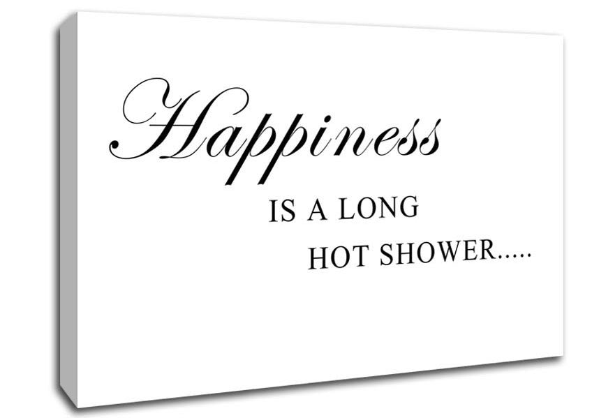 Bathroom Quote Happiness Is A Long Hot Shower White Canvas Wall Art