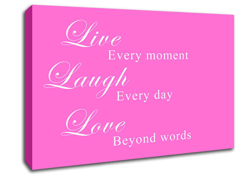 Love Quote Live Laugh Love Vivid Pink Canvas Wall Art