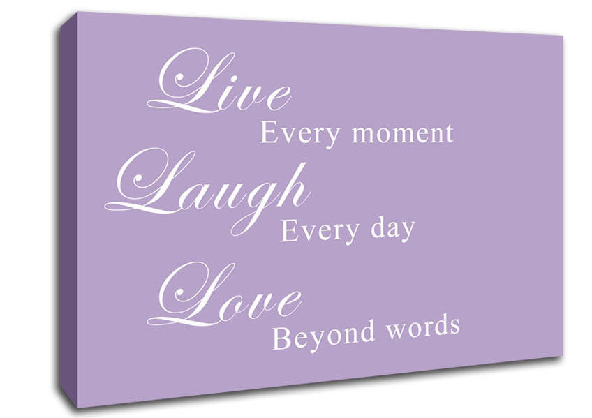 Love Quote Live Laugh Love Lilac Canvas Wall Art