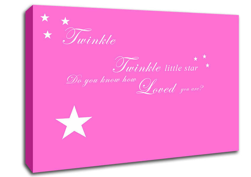 Nursery Quote Twinkle Twinkle Little Star 1 Vivid Pink Canvas Wall Art
