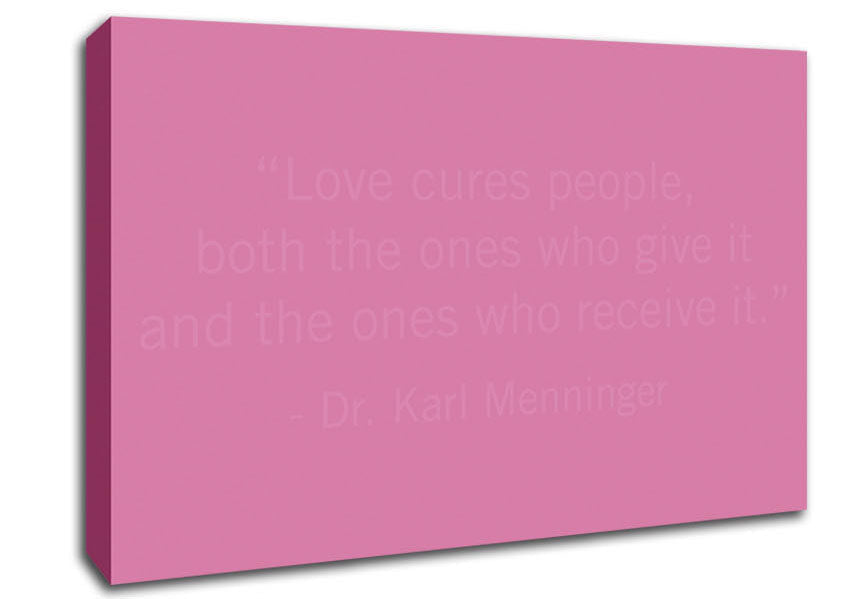 Dr Karl Menninger Love Cures People Pink Canvas Wall Art