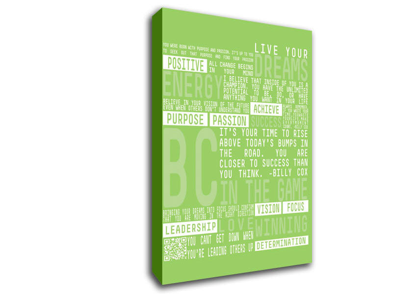 Live Your Dreams Lime Green Canvas Wall Art
