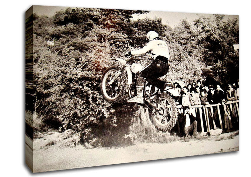 Retro Motorcross Jump Canvas Wall Art