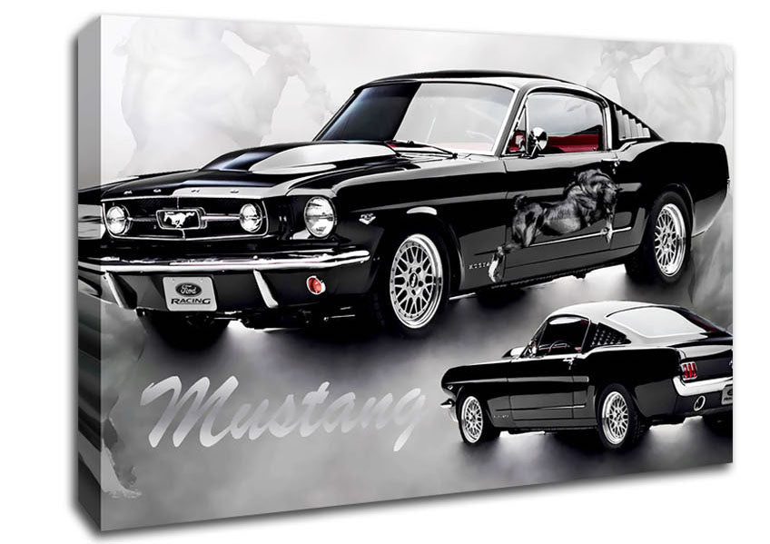 Mustang 65 Black Canvas Wall Art