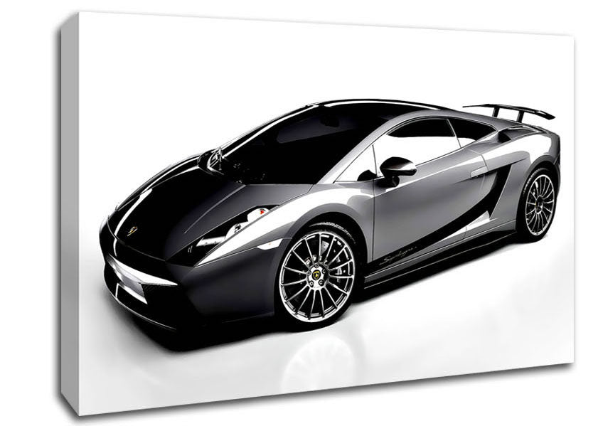 Lamborghini Side Profile Silver Canvas Wall Art