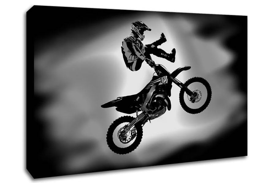 Free Style Motorcross B n W Canvas Wall Art