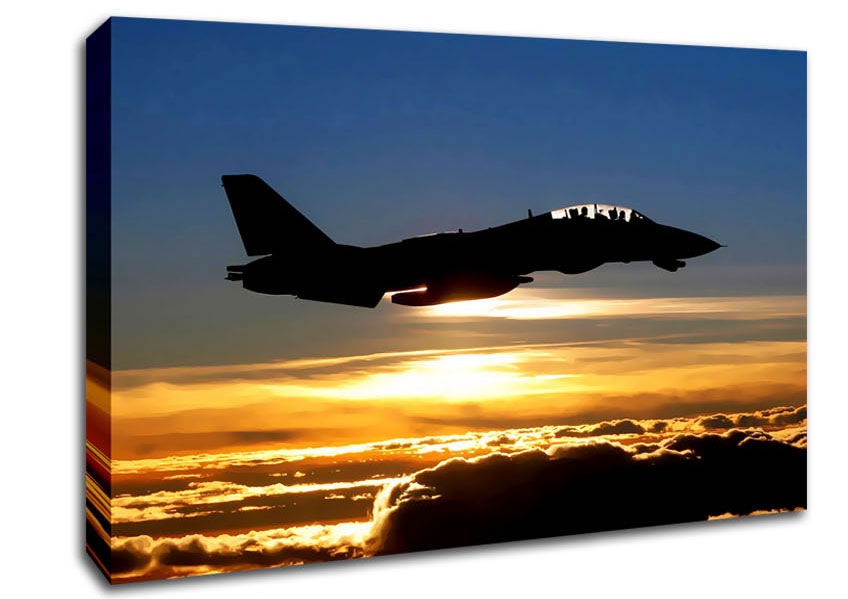 Fighter Pilots At Sunset Canvas Wall Art