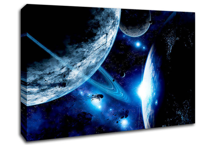 Blue Galaxy Rays Canvas Wall Art