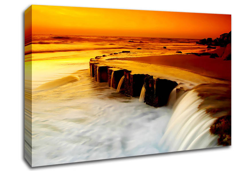 The Golden Flow To The Ocean Canvas Wall Art