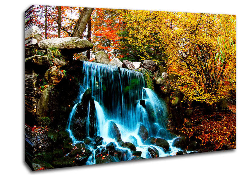 The Autumn Forest Waterfall Canvas Wall Art