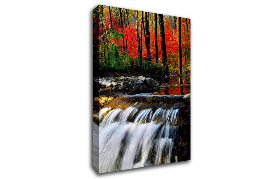 Autumn Waterfall Forest Canvas Wall Art