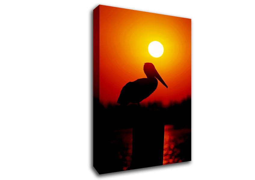 Bird At Sunset Canvas Wall Art