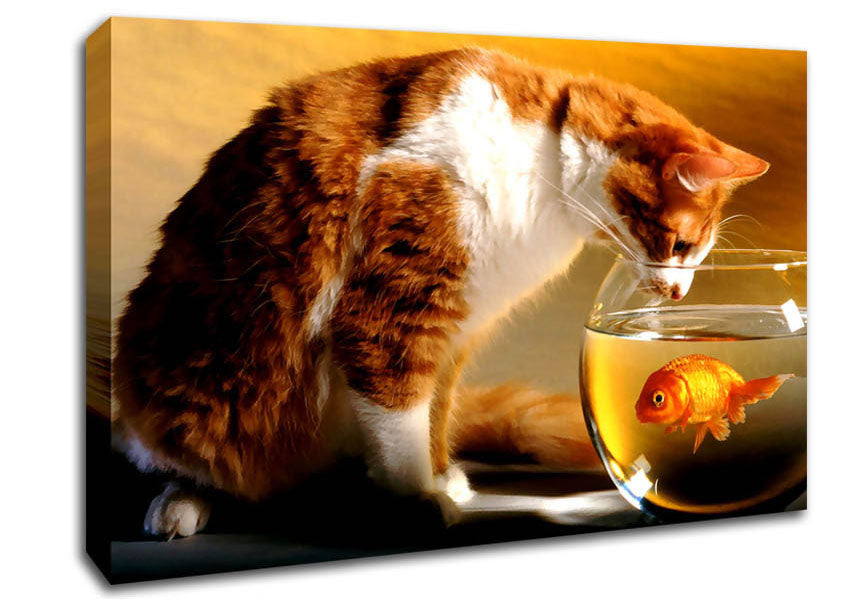 Cat And Fish Canvas Wall Art