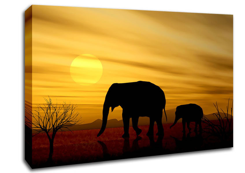 Elephant Safari Desert Canvas Wall Art