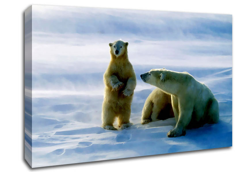 Family Of Polar Bears Canvas Wall Art
