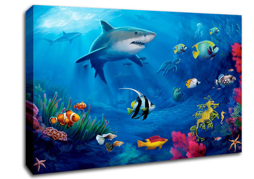 Fish Swirl Ocean Canvas Wall Art