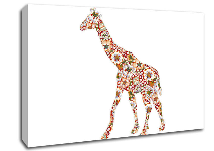 Flower Giraffe Canvas Wall Art
