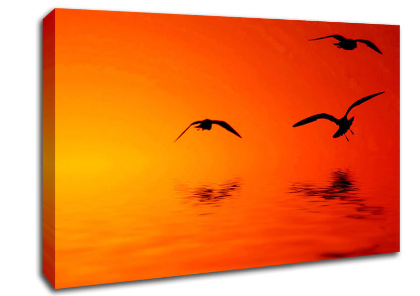 Orange Ocean Flight Canvas Wall Art