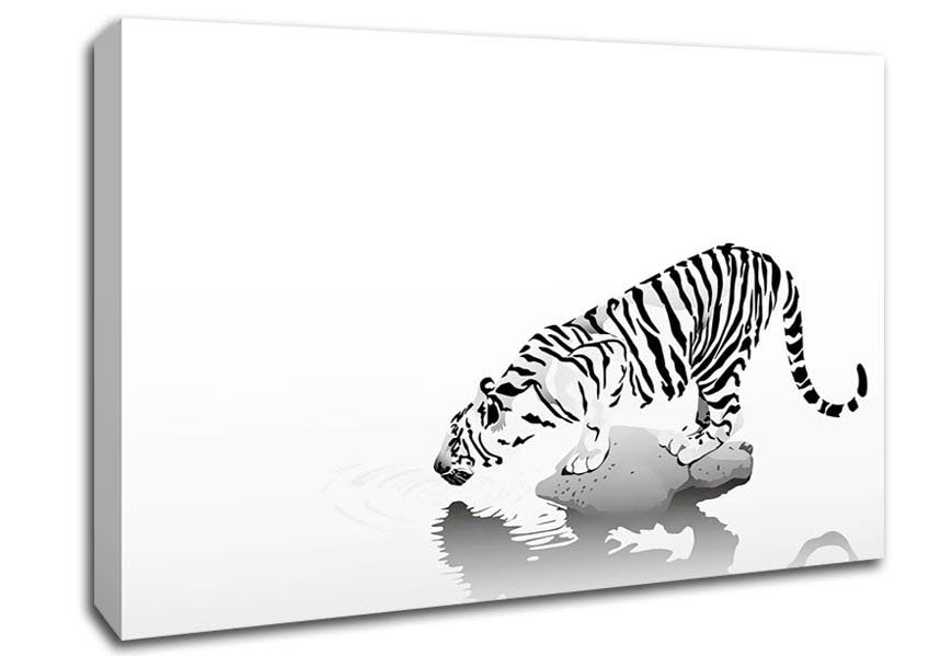 Tiger Drinking Canvas Wall Art