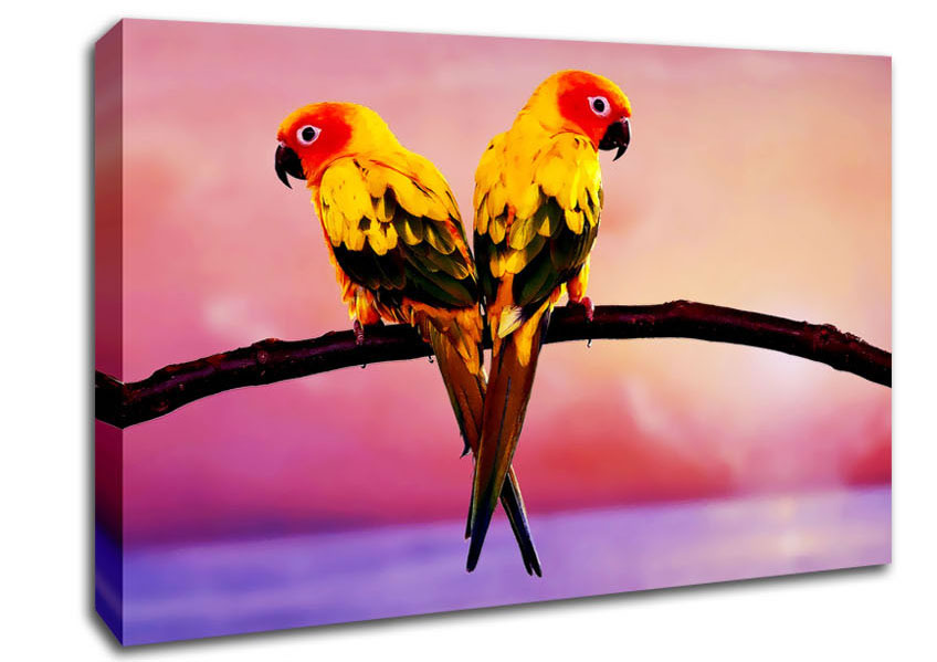Twin Parrots Canvas Wall Art