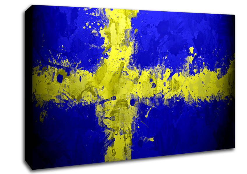 Sweden Grunge Flag Canvas Wall Art