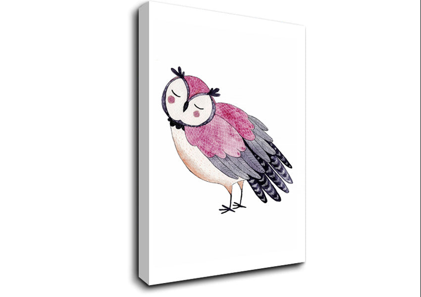 Pink Owl Canvas Wall Art