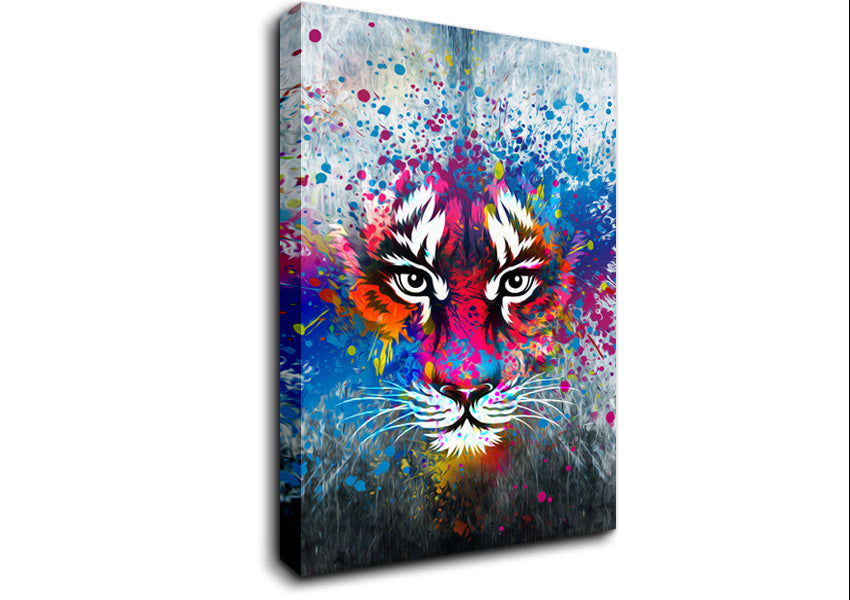 Rainbow Tiger Face Canvas Wall Art