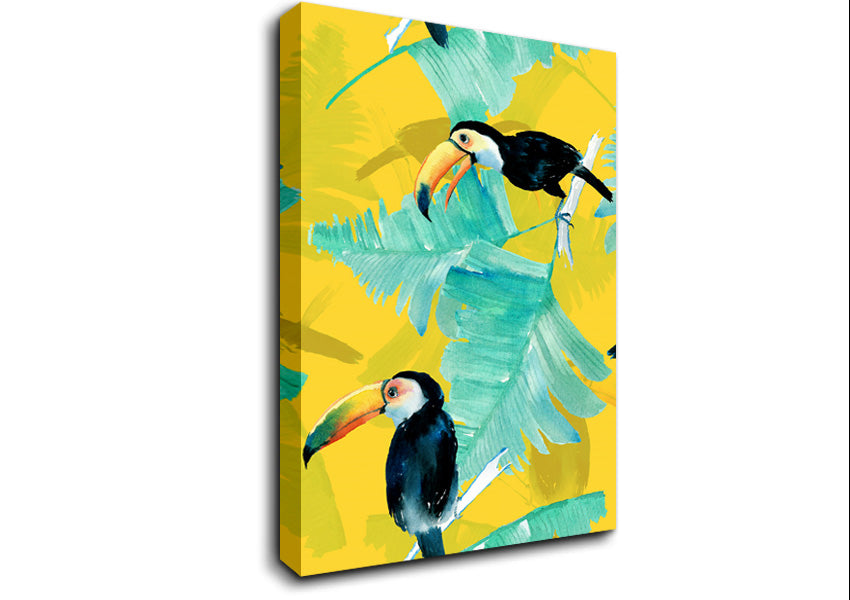 Toucan Palm Leaves Canvas Wall Art