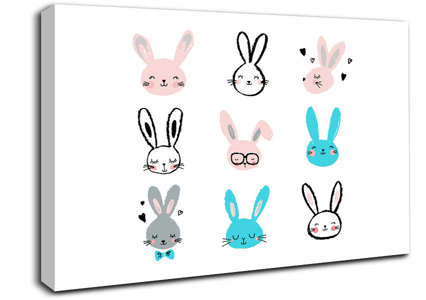 Rabbit Faces Canvas Wall Art