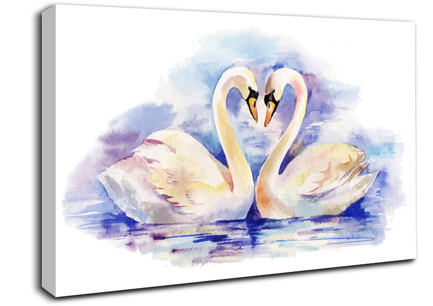 Swan Love Canvas Wall Art