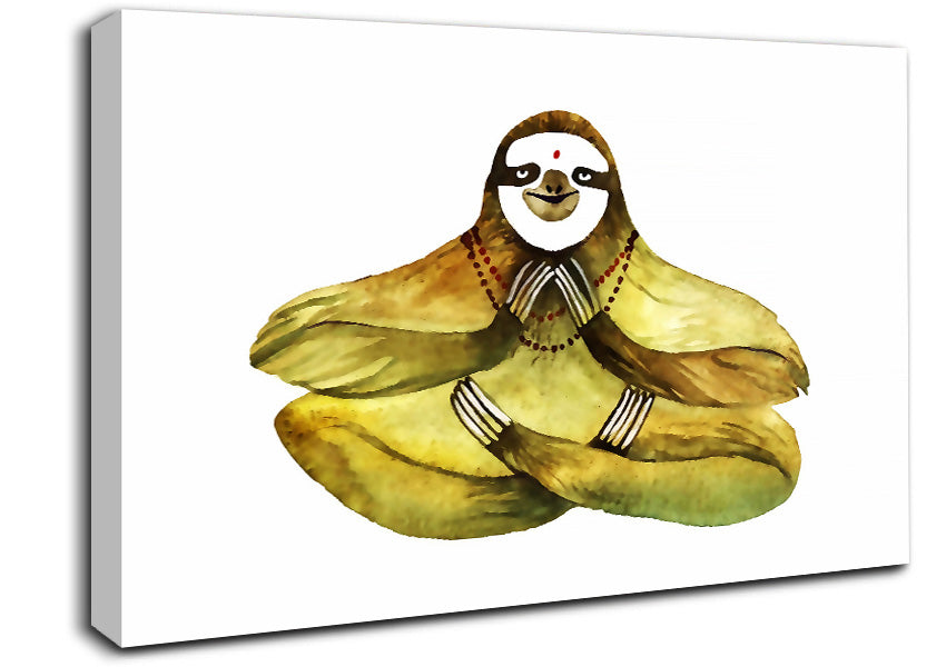 Meditating Sloth Canvas Wall Art