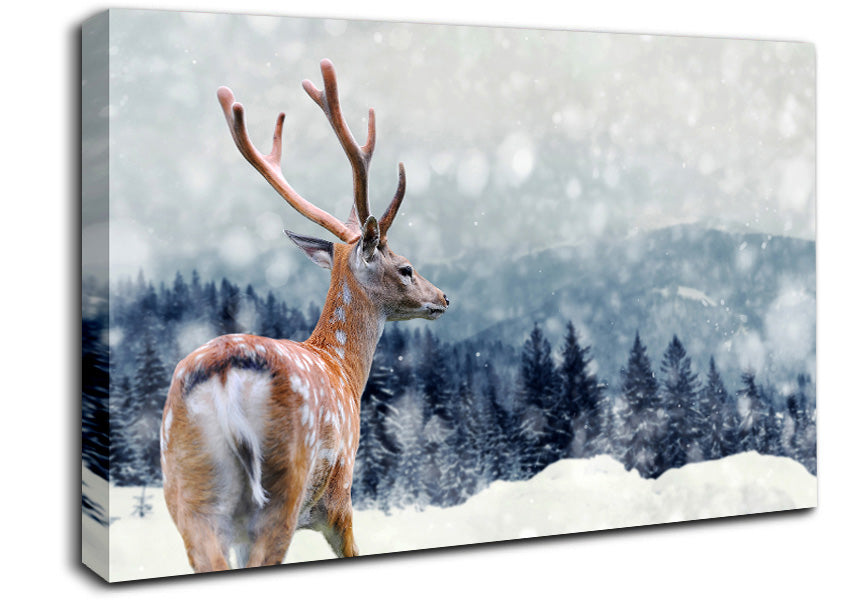 Winter Deer Canvas Wall Art