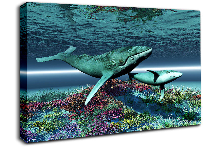 Whale Family Canvas Wall Art