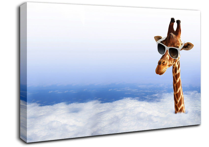 Giraffe Head In The Clouds Canvas Wall Art