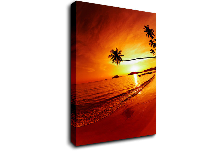 Ocean Sunset Palm Canvas Wall Art