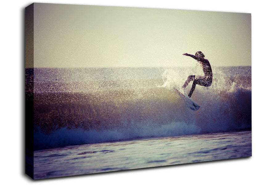 Surfing The Waves Canvas Wall Art